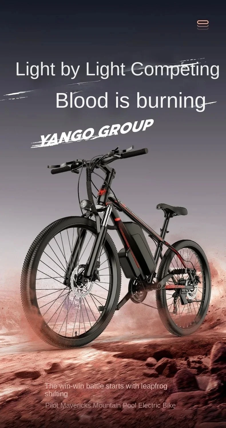 High-Performance 26 Inch 48V Electric Mountain Bike with Power Assist, 21 Speed for All Terrain Off Road and Beach Use