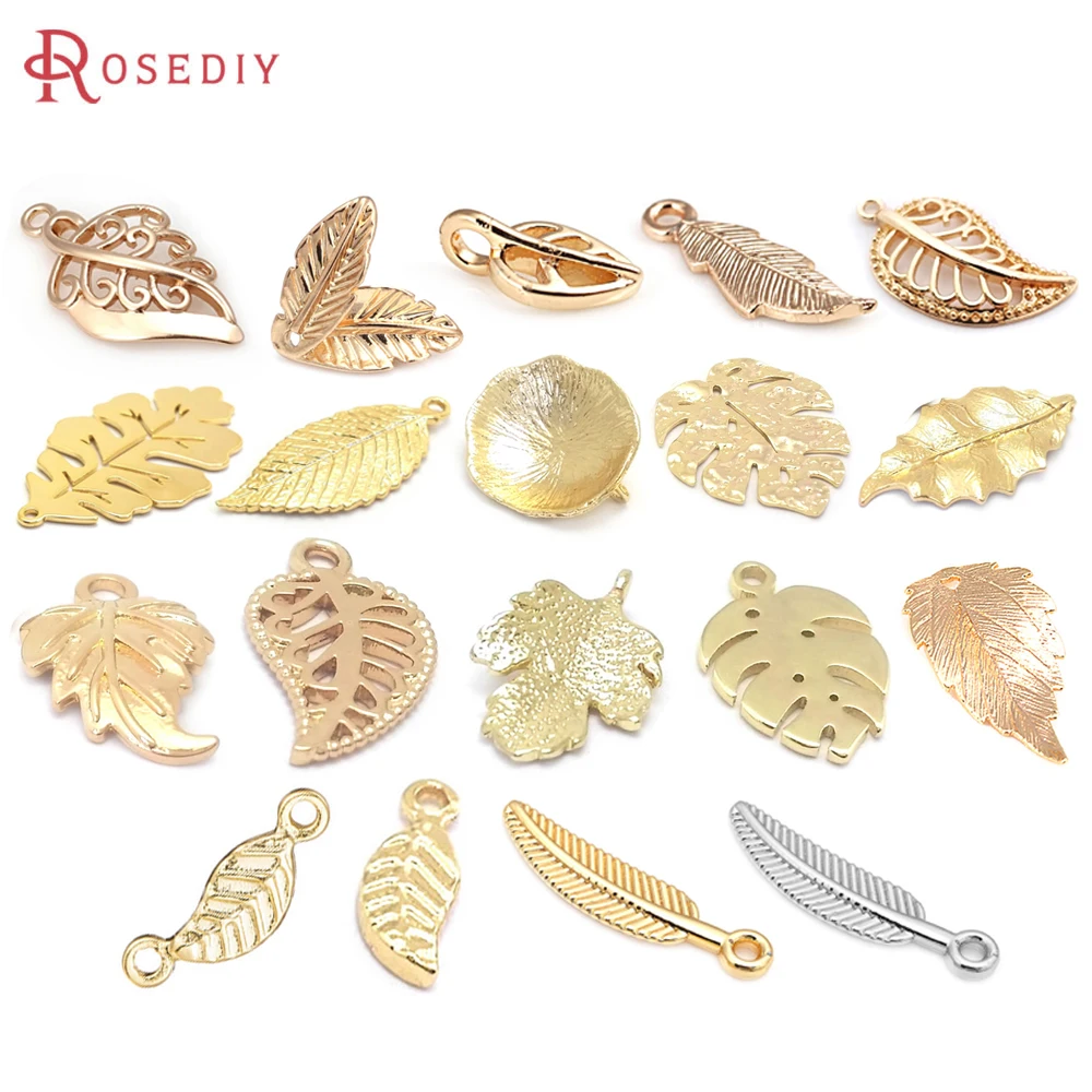 18K Gold Color Brass Tree Leaf Leaves Charms Necklace Earrings High Quality Diy Jewelry Accessories Rosediy Official Store
