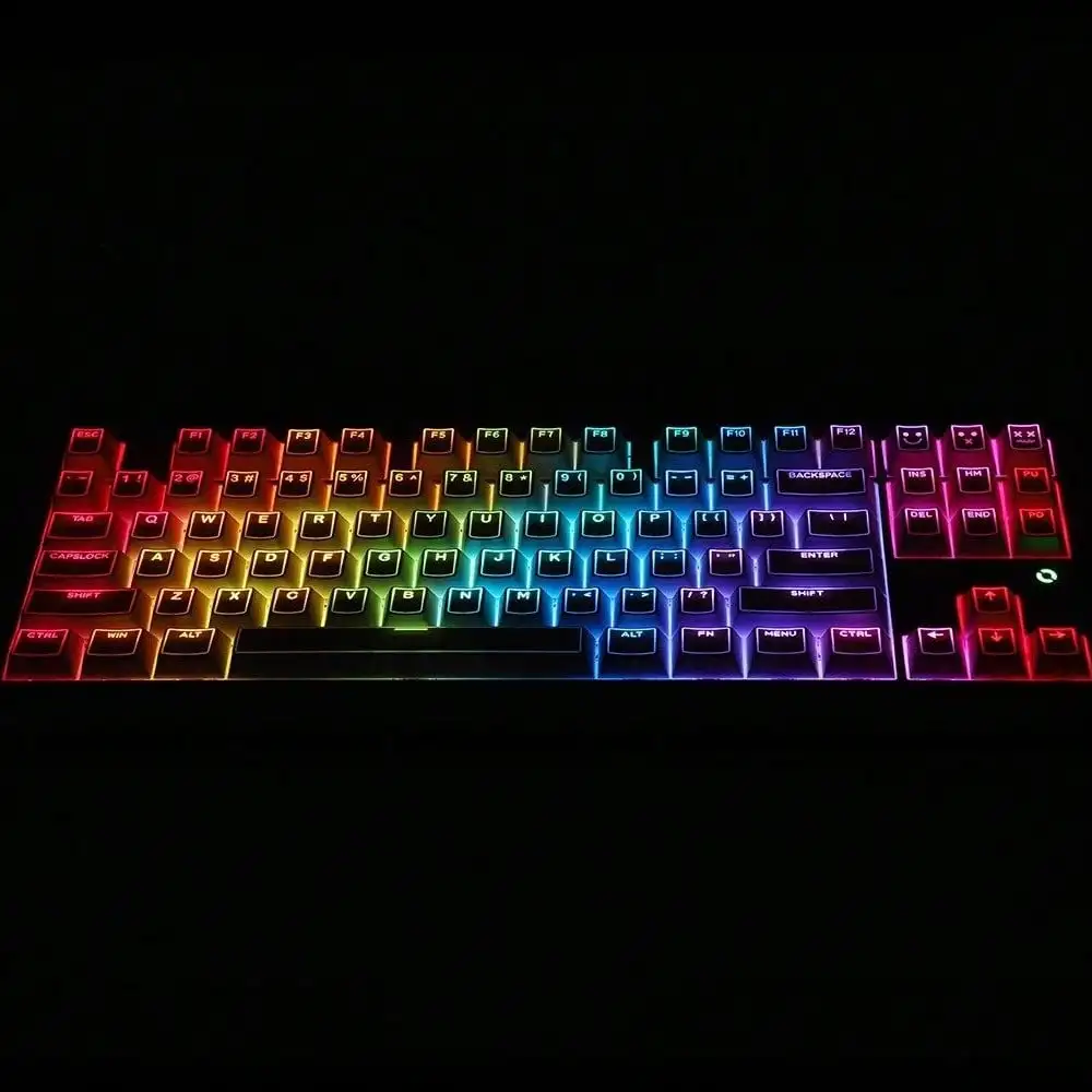 130 Keys Black Shine-Through PBT Keycaps Set, OEM Profile, Translucent Side-Printed, Compatible with Magnetic Switch/Hall Effect Keyboard, Multi-Layout (Full Size, TKL, 60% ANSI ISO)