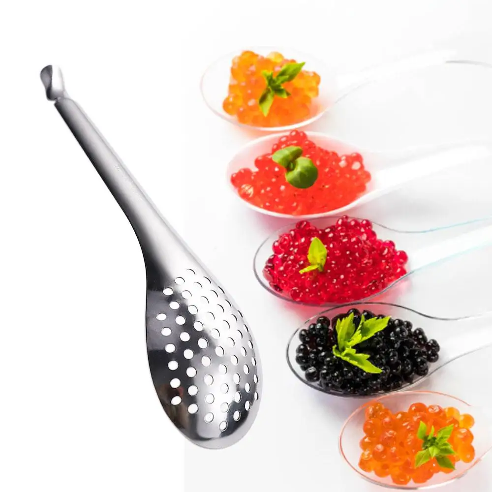 Creative 56 Holes Acrylic Molecular Cuisine Caviar Spoon Useful Kitchen Cooking Gadgets Egg Yolk Caviar Colander