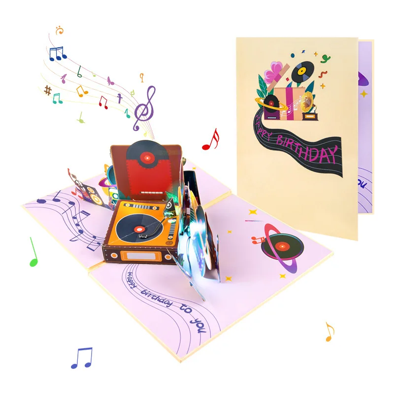 Birthday Card with Music & Light, Musical Birthday Pop Up Card, 3D Music Birthday Card