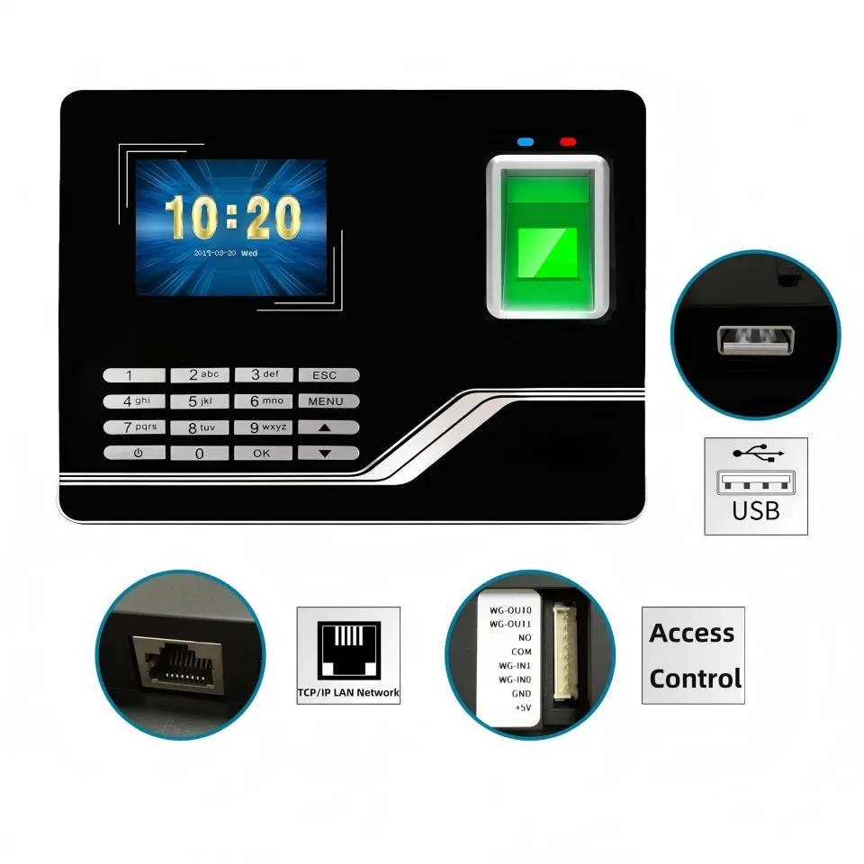 Office Network Access Control Equipment F20H Fingerprint Attendance Machine Set Up Department Shift Users Employee Time Clock