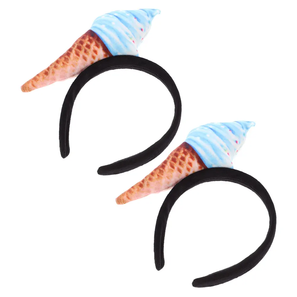 

3pcs Headbands Face Washing Lightweight Non Slip Women Spa Accessories Girls Elastic Ice Cream Cone Design Everyday Party Travel