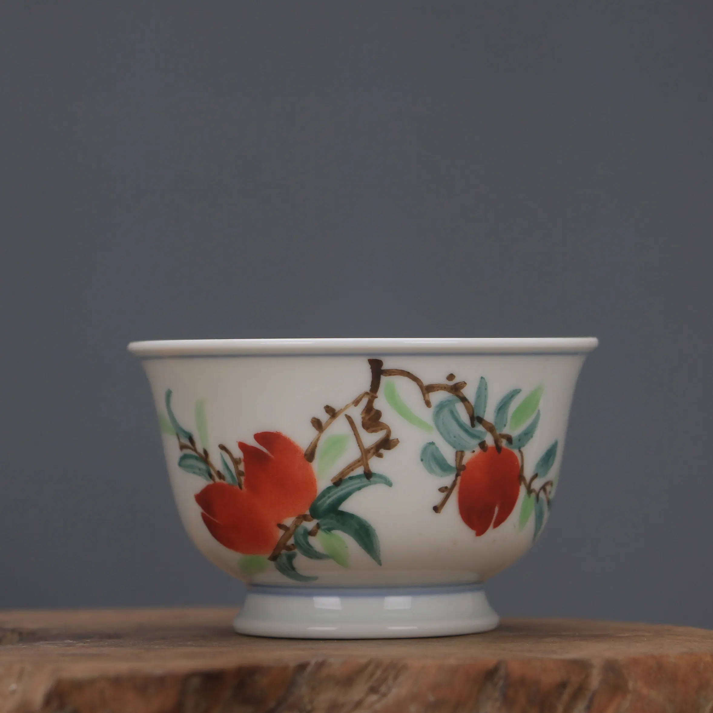 Jingdezhen Hand Painted Pomegranate Interlocking Pattern Porcelain Tea Cup Home Decor Collectible