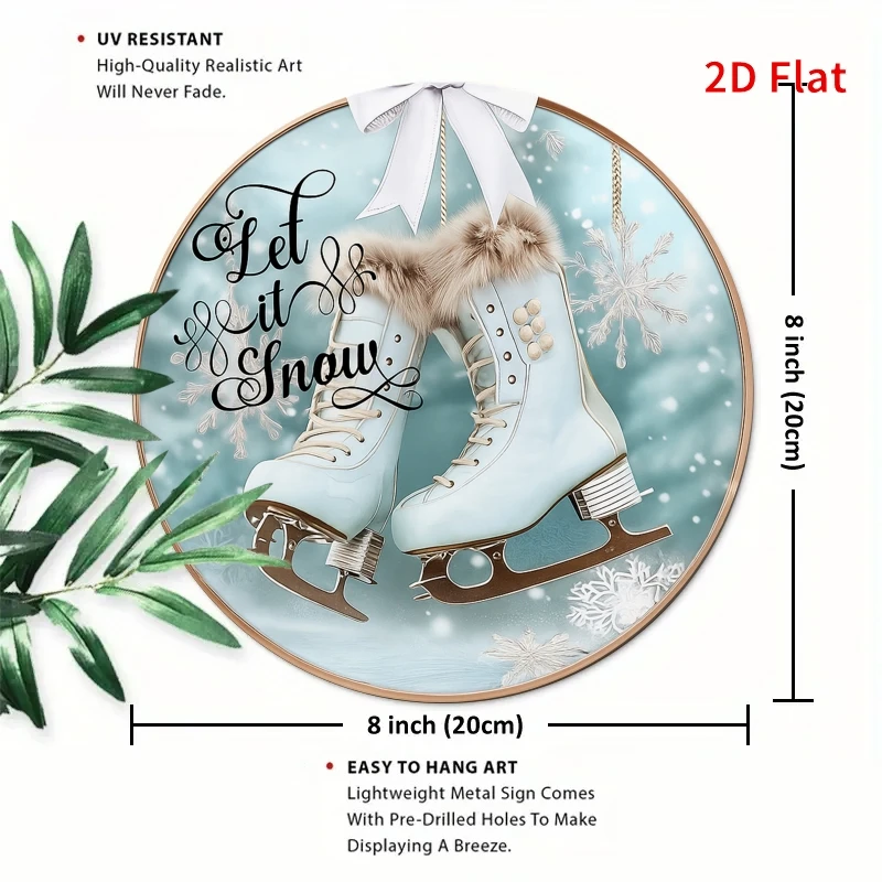 1pc Winter Ice Skating Wall Art - Rustic Ice & Snowy Landscape Suitable for Front Door, Porch, Living Room, Bedroom - Cozy Winte