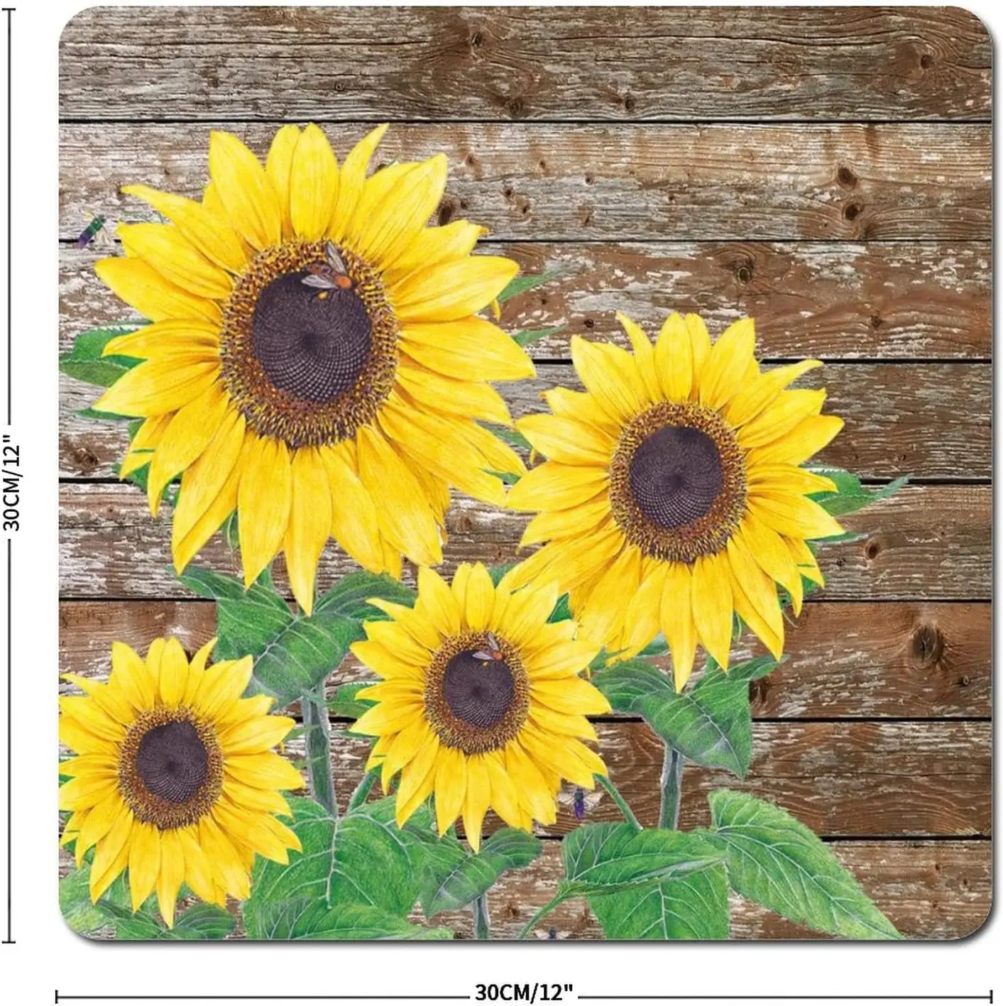 Autumn Sunflowers Tin Plaque Brown Wood Grain Metal Sign Flower Shop Garden Sign Decor Iron Painting Southern Style Art