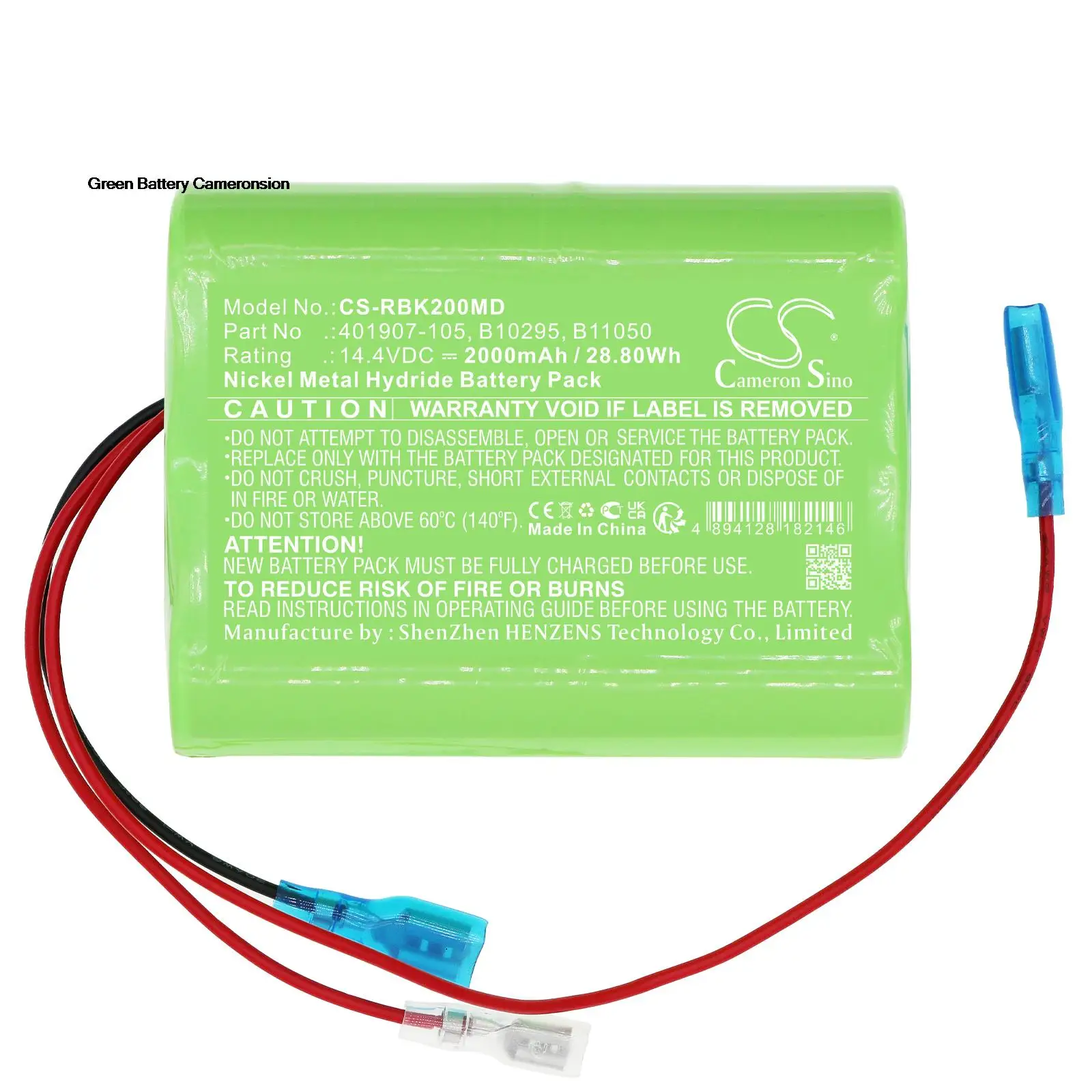 GreenBattery CameronSino 2000mAh 28.8Wh 14.4V Medical Ni-MH Battery for RAULAND BORG Nurse Call,BK2000,401907-105,B10295,B11050