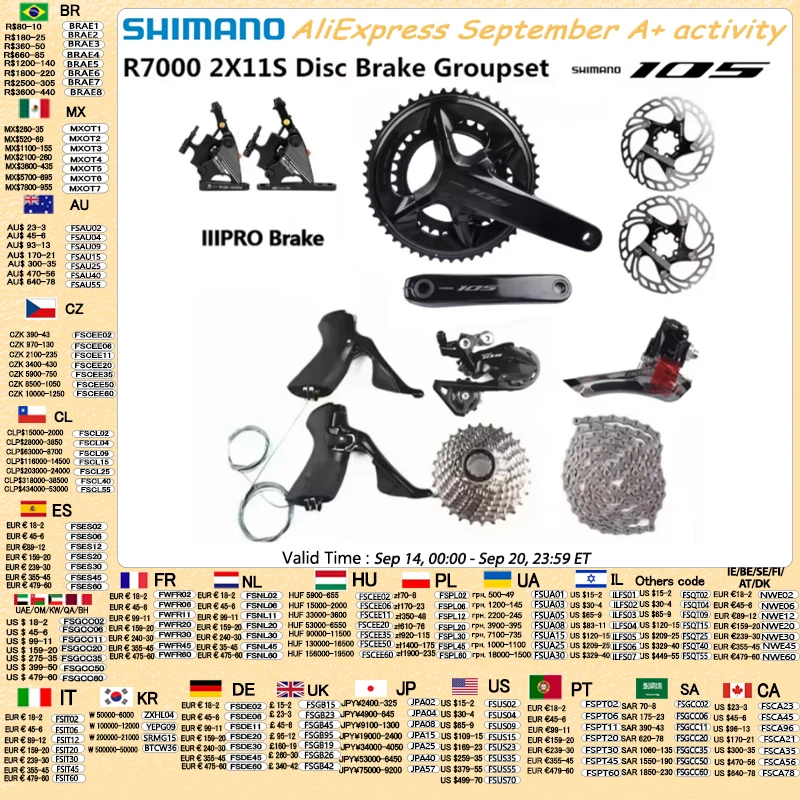 Shimano 105 R7000 2x11s Gruppe IIIPRO Bremse Mechanische Scheibenbremse R7100 Kurbelgarnitur Kassettenschaltwerk Rennrad Fahrradgruppe