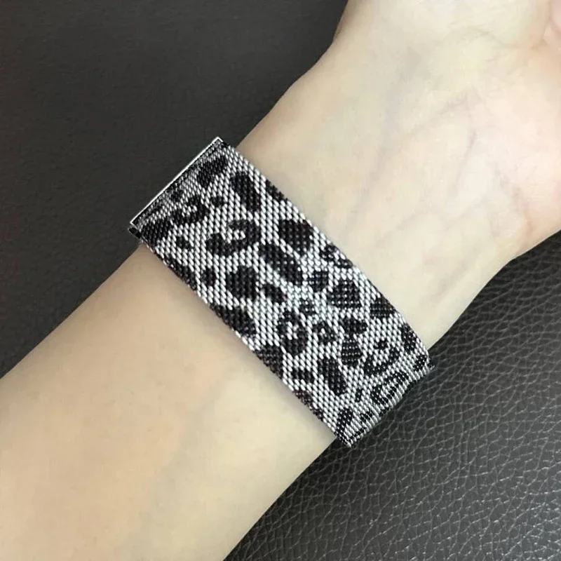 Milanese Loop Band For Apple watch Ultra Strap 49mm 46mm 44MM 45mm 41mm 40mm 42MM Leopard bracelet iwatch series 10 9 8 7 6 5