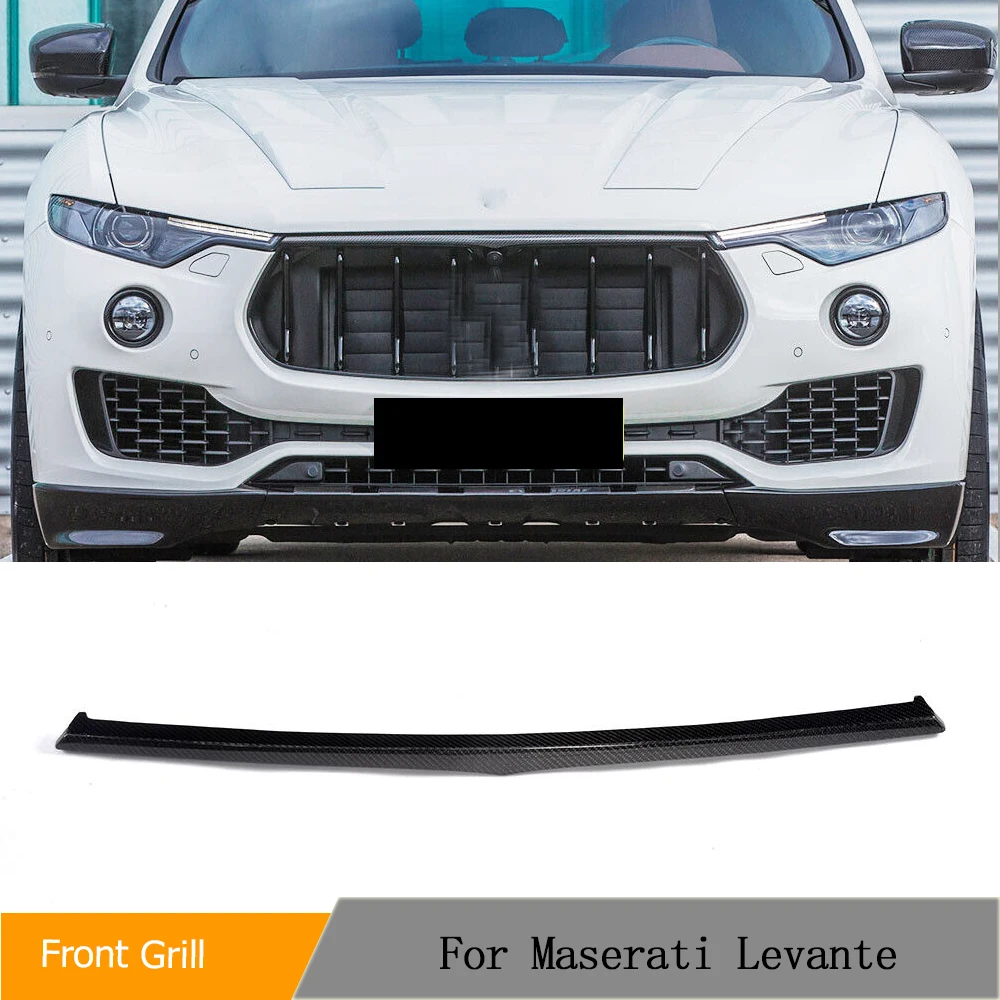 Car Front Bumper Grille Frame Trim for Maserati Levante Sport Utility 4-Door 2016-2020 Carbon Fiber Racing Front Grill Grills