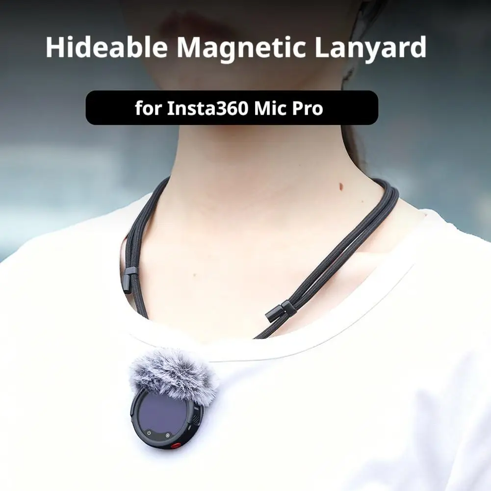 Magnetic Neck Lanyard For Insta360 Mic Pro Adjustable Microphone Neck Strap Strong Magnet Wireless Mic Holder Recording Accessor