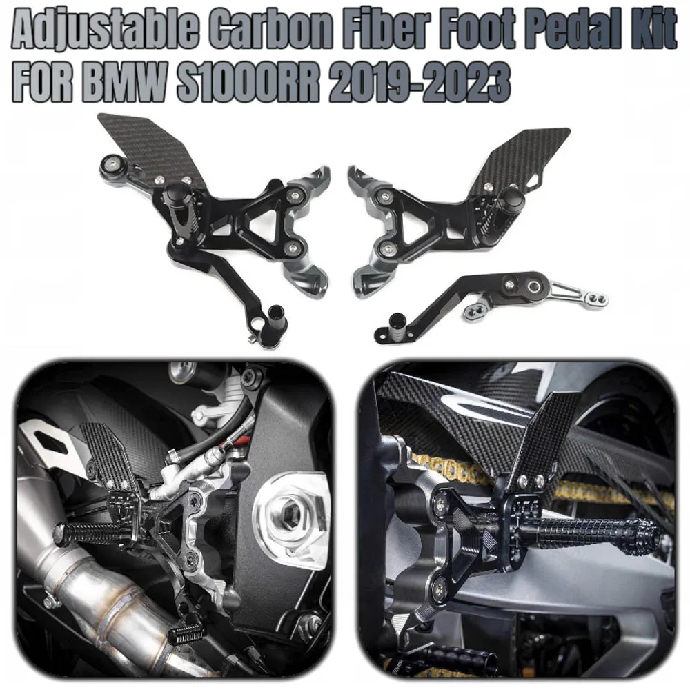 S1000RR Carbon Fiber Footrest S1000 RR Adjustable Rear Sets Foot Pegs Rests For BMW s1000rr 2019-2023 Rearset Pedal Rest Footpeg