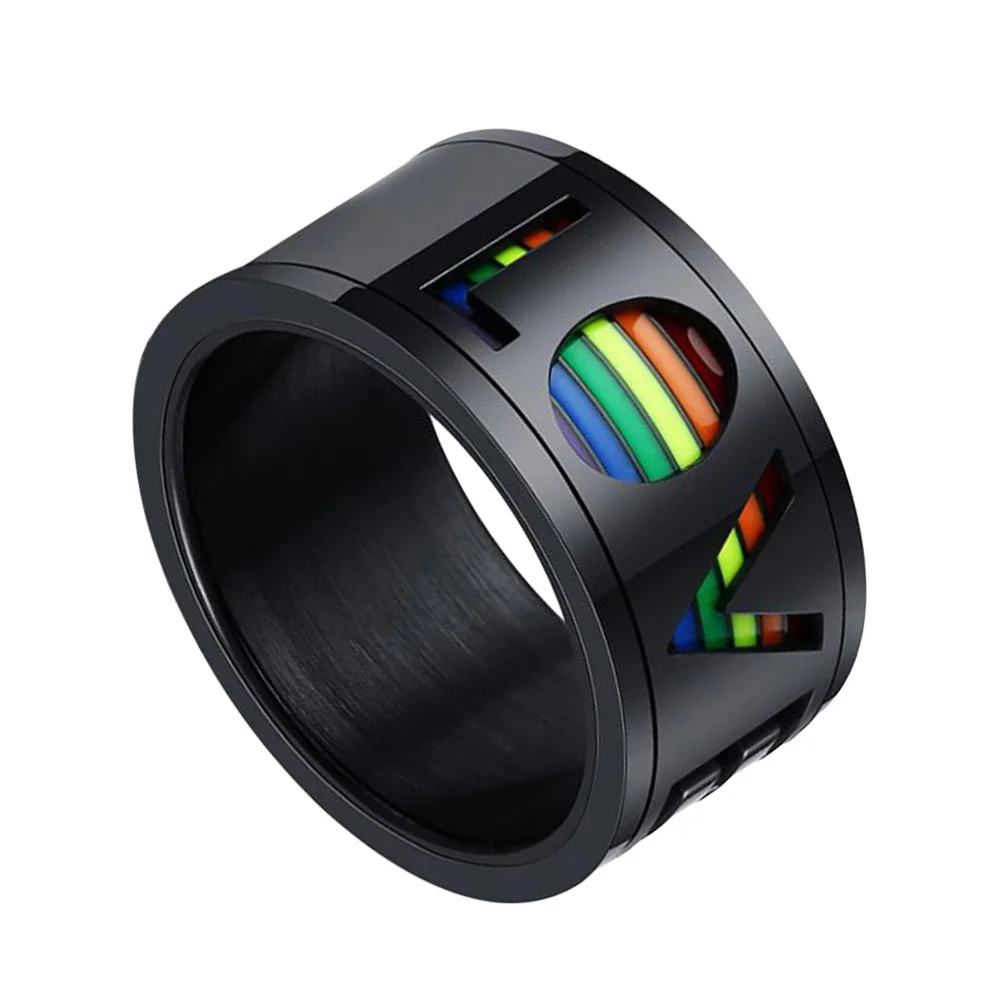 

Stainless Steel Rainbow Ring Rotating Design Smooth Durable Wearable Jewelry For Party Prom Dancing Picnic Gift Decorative