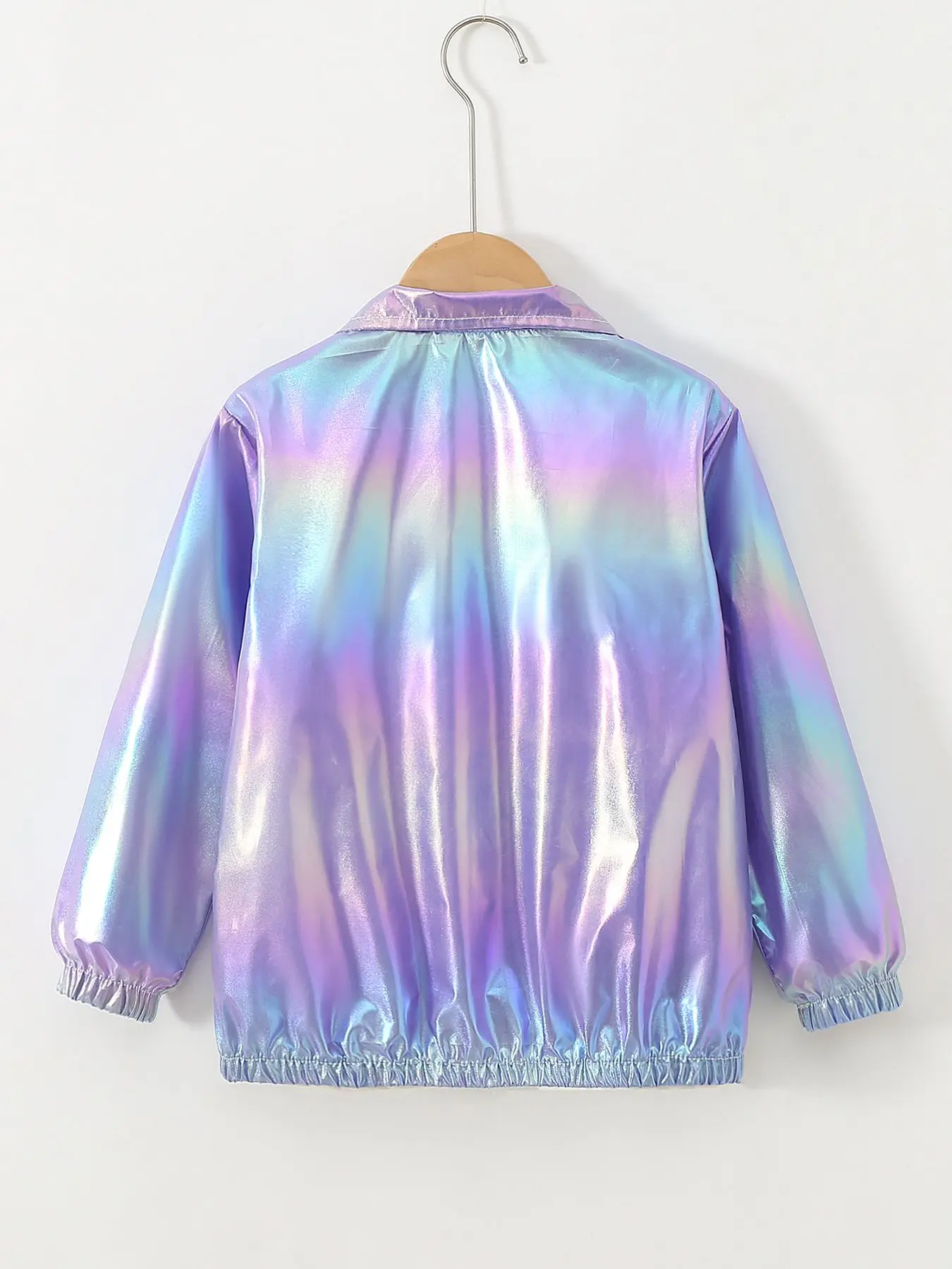 Mädchenjacke für 5-12 Jahre, Herbst, dünn, farbenfroh, glänzend, wasserdicht, Reißverschluss, Revers, Mädchen-Oberbekleidung, neue Kinderkleidung – Detail 13