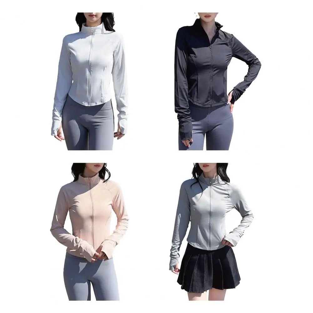

Zipper Running Jacket Women Long Sleeve Yoga Shirt Seamless Fitness Coat Breathable Yoga Sportwear Slim Fit Gym Sport Jacket