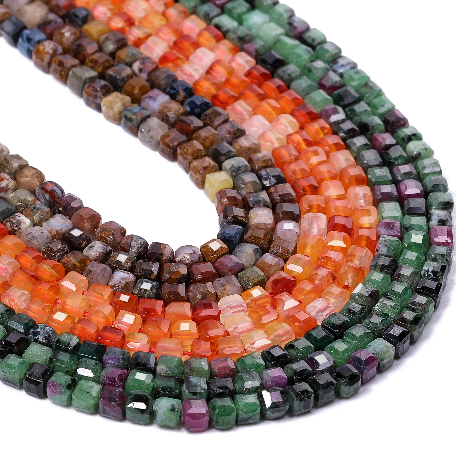 3 مللي متر بيترسيت الطبيعي Epidote روبي العقيق الأحمر ساحة حجر الخرز مشطوف مكعب السلس حبة DIY بها بنفسك مجوهرات الخصر سلسلة سوار #5