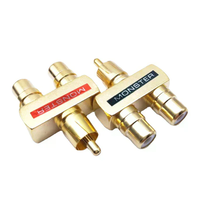 RCAxMale Plug To 2xRCA Female Sockets Connectors Excellent Audio Terminals 1Pair