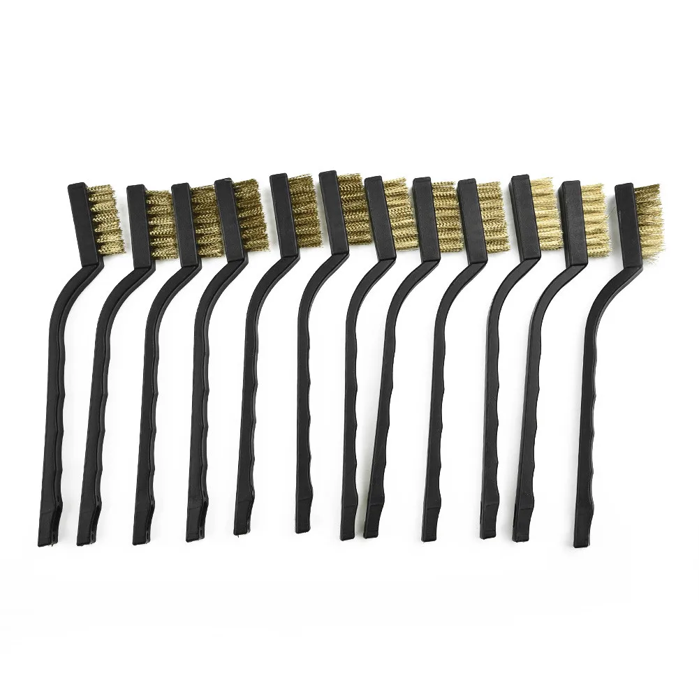 12PCS Wire Brush Mini Micro Small Steel Brass DIY Paint Rust Remover Removal Metal Dust Brush Anti-rust Clean Tool