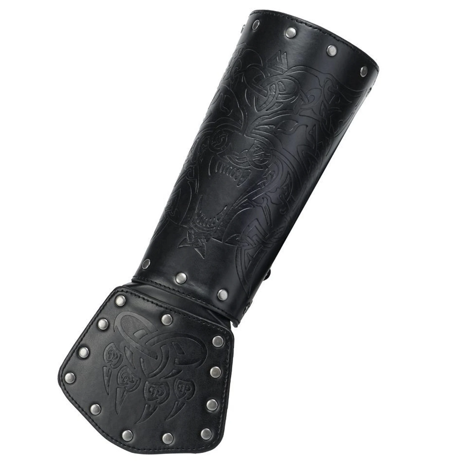Medieval Steampunk Vintage Viking Knight Warrior Larp Cosplay PU Leather Bracer Scale Arm Armour Theatre Costume Prop