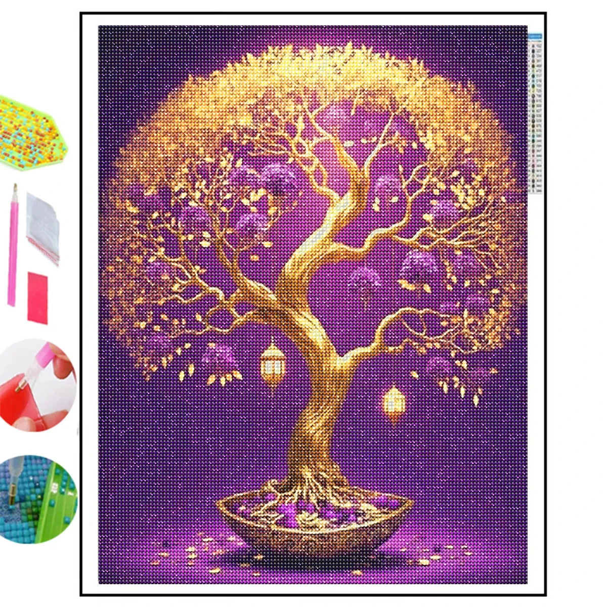 5D pittura diamante fai da te diamante mosaico moderno albero dei soldi d\'oro immagine di strass punto croce ricamo albero della vita Decor