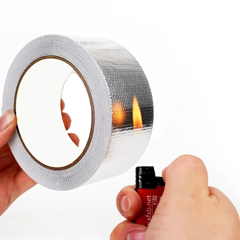 10m X 3cm Aluminum Foil Tape High Temperature Resistant Silver Insulation Tape for Manifold Downpipe Wrapping