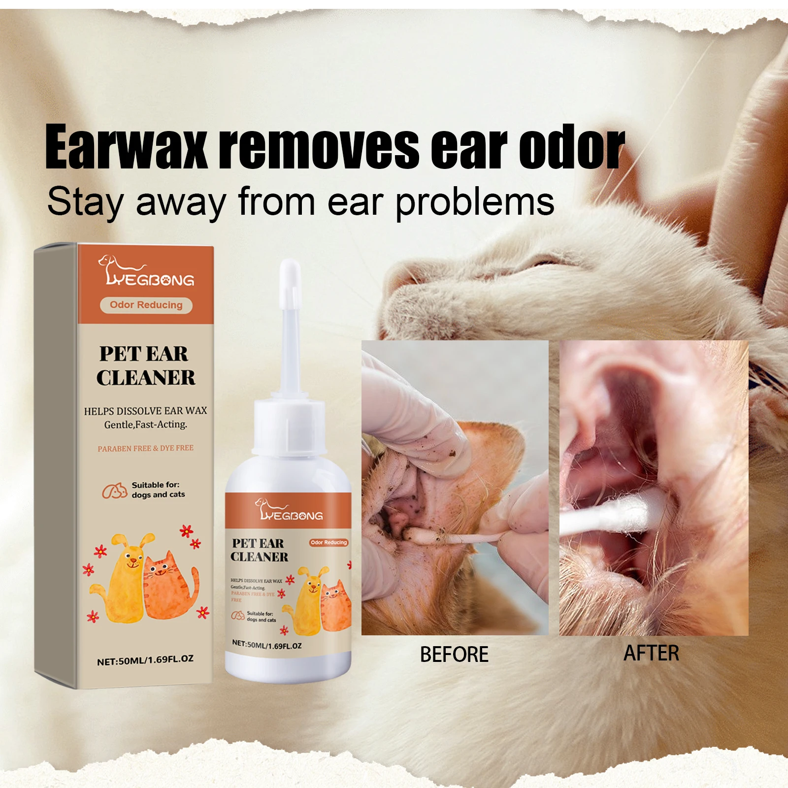 Dog Ear Cleaner Solution Drops Wash - Средство для промывания ушей домашних животных:
