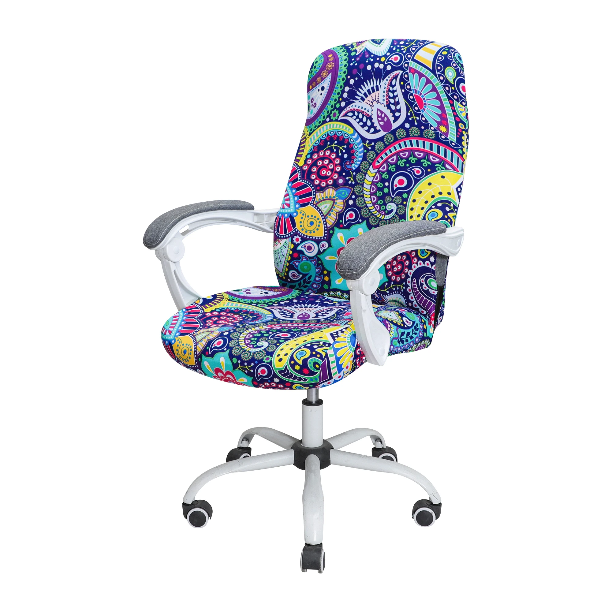 Streç Spandex ofis koltuğu oyun sandalyesi kapak için geometrik baskı koltuk kapakları çıkarılabilir yıkanabilir anti-toz