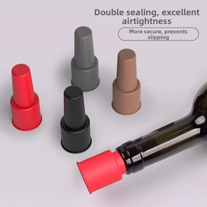 Silicone Wine Bottle Stopper Universal Double Sealing Reusable Bottle Plug Dustproof Wine & Champagne Bottle Cap Random Color