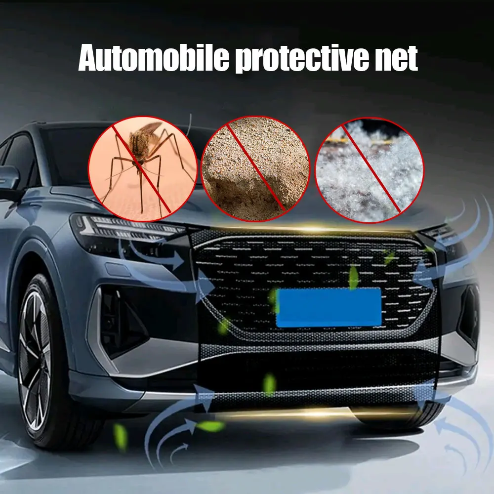 1pc Universal Car Water Tank Condenser Protective Net Black Car Radiator Prevent Clogging Mesh Car Exterior Accessories