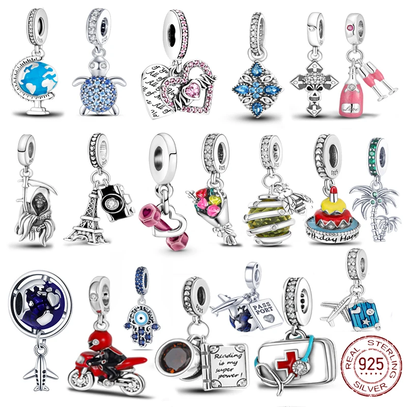 

2023New 925 Sterling Silver Round Charms Fit Original Pandora Bracelet Bead Love Family Charm Necklace Trinket Diy Women Jewelry