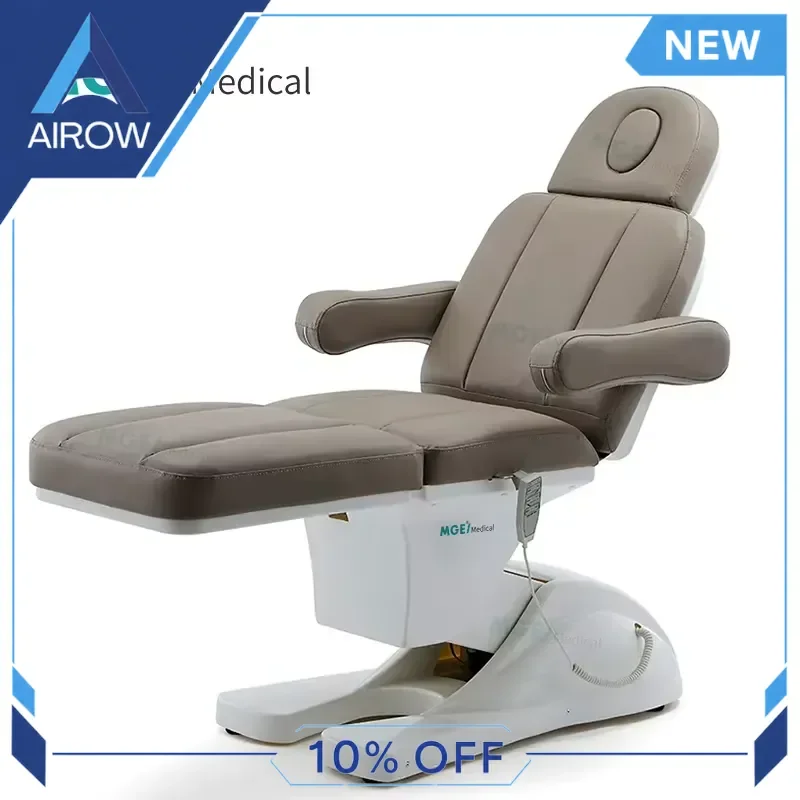 for MEDIGE Electric Massage Table Grey Leather Foldable Facial Bed Adjustable Lash Beauty Couch for Salon Hotel Spa Use 3