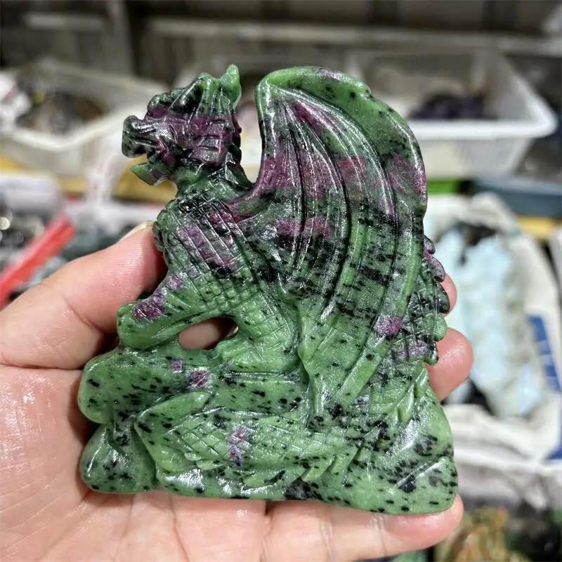 Natural Ruby In Zoisite Dragon Carving Healing Reiki Christmas Gift For Children Or Home Decoration Gift 1PCS