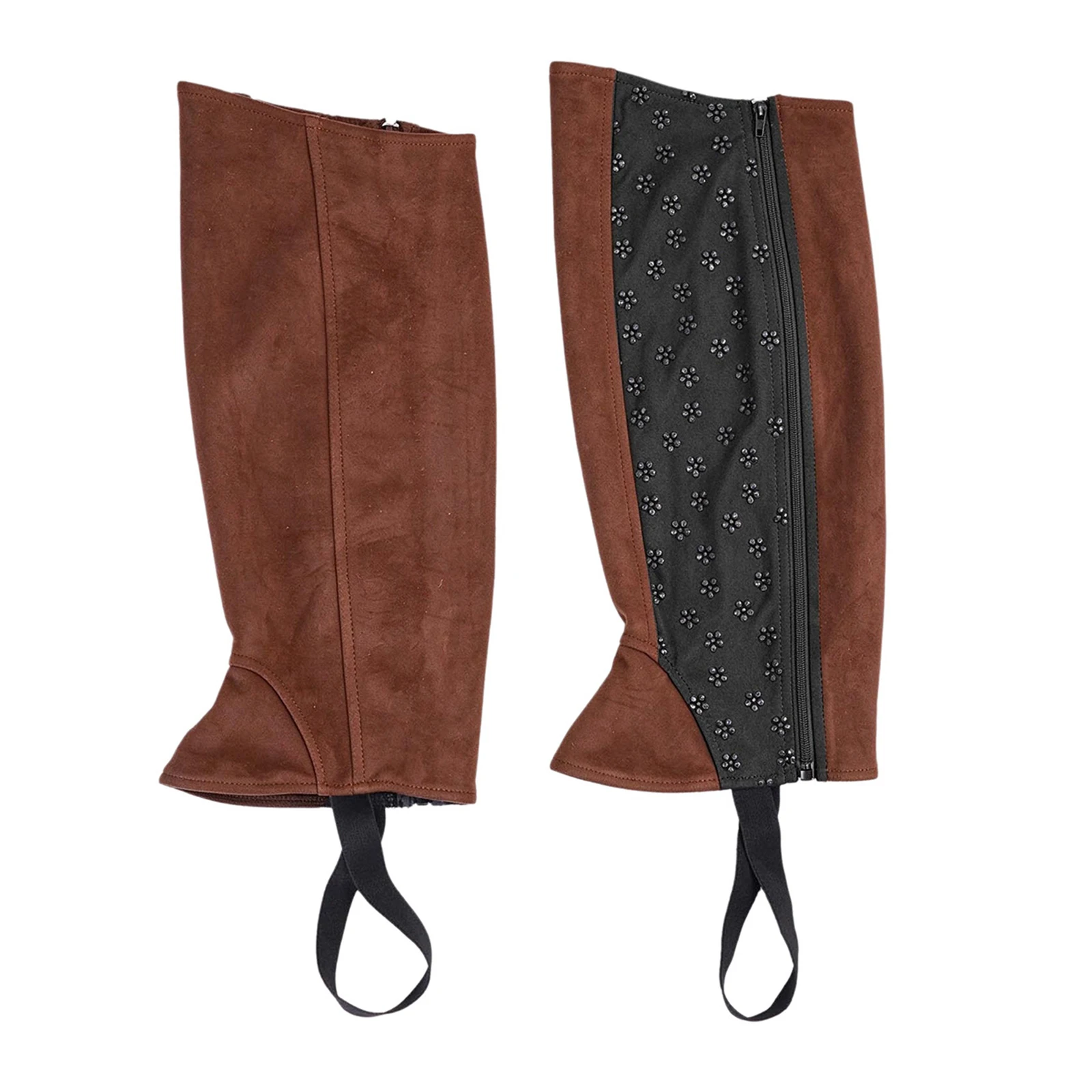 Adult Equestrian Half Chaps Abrasion-proof Leg Guards Horseback Riding Ankle Gaiters Zipper for Training Performance Competition