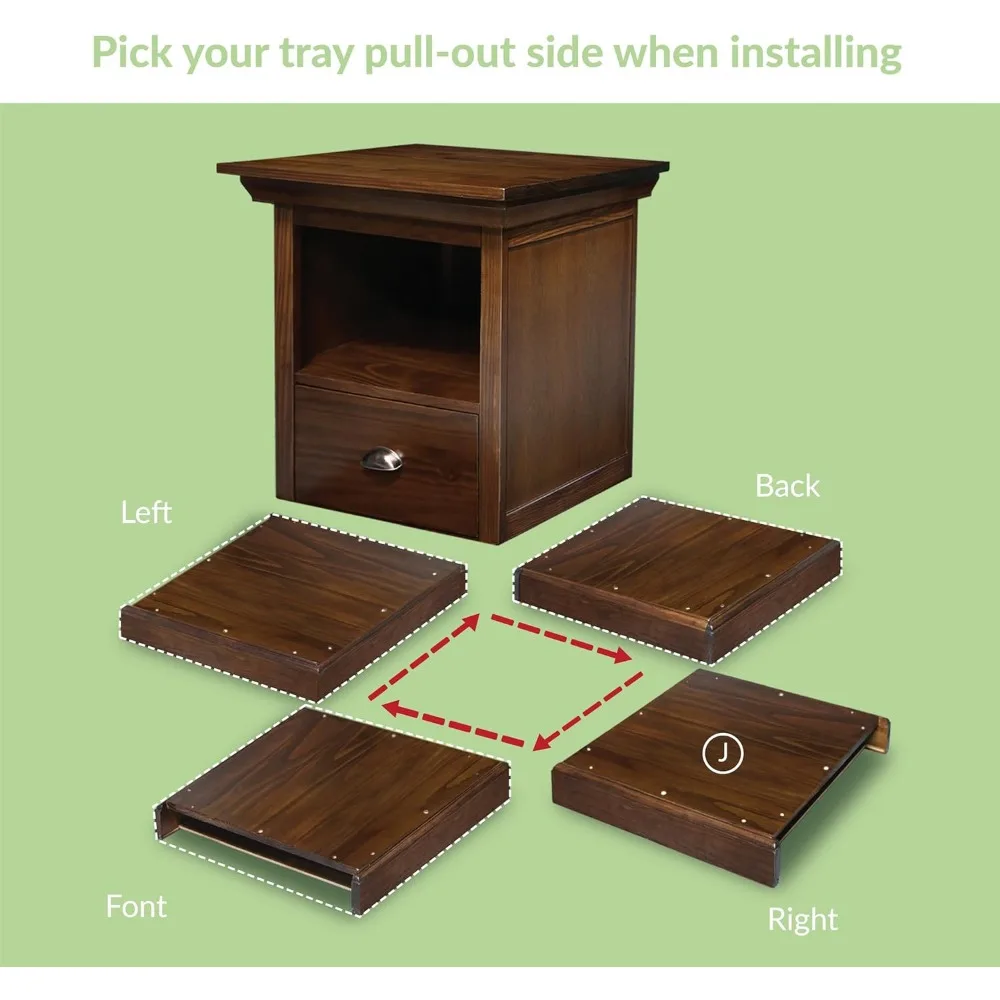 Lincoln Nightstand with Pull-Out Concealed Bottom Shelf, Concealment Furniture