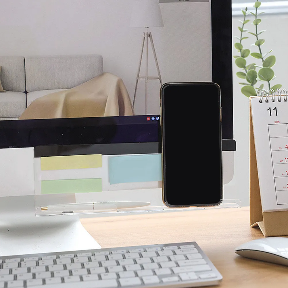 Monitor Memo Board Acrylic Transparent Adhesive Screen Bottom Message Reminder Computer Notes Holder Office Use