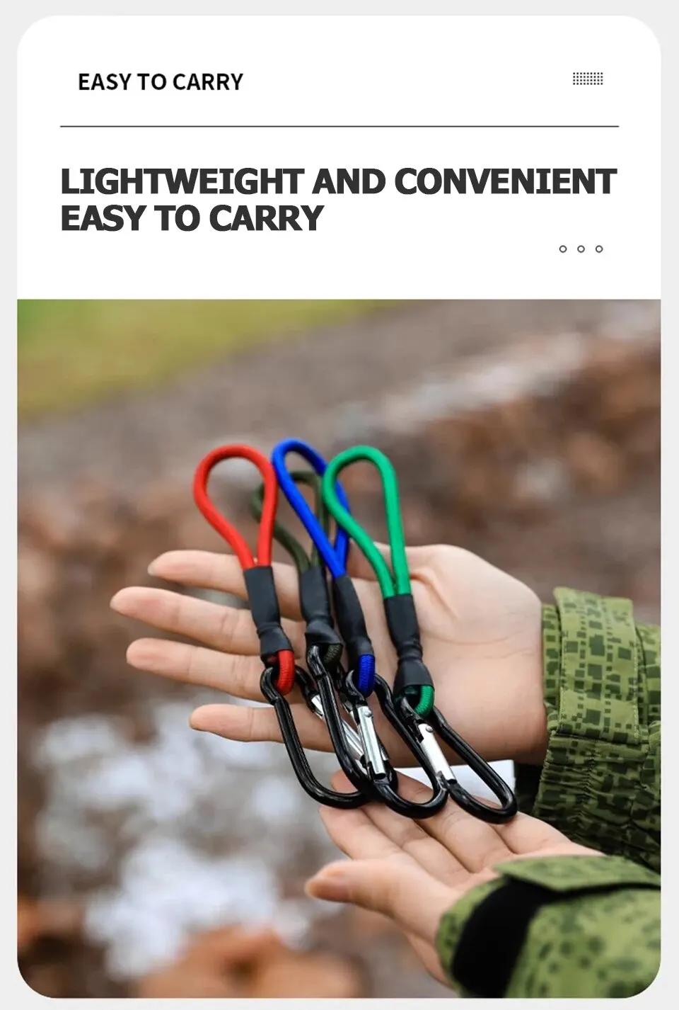 1-teiliges Zelt, elastisches Seil, Kordelhaken, Fixierung, elastisches Stretch-Seil, Outdoor-Werkzeug, Baldachin, Plane, Befestigungsschnüre, Schnur mit Karabiner – Detail 6