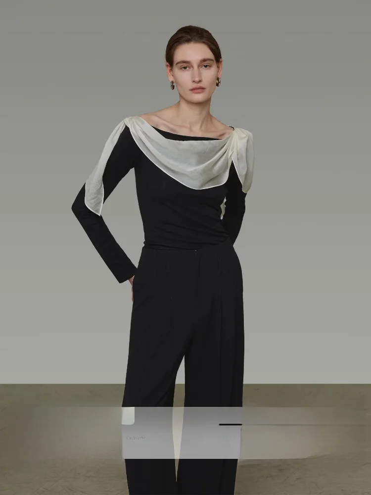 

Unspoken Color Blo Knitted Top Women's oulder Bared Long Sve One-oulder Design Slimming Effect Vintage Commute Sle