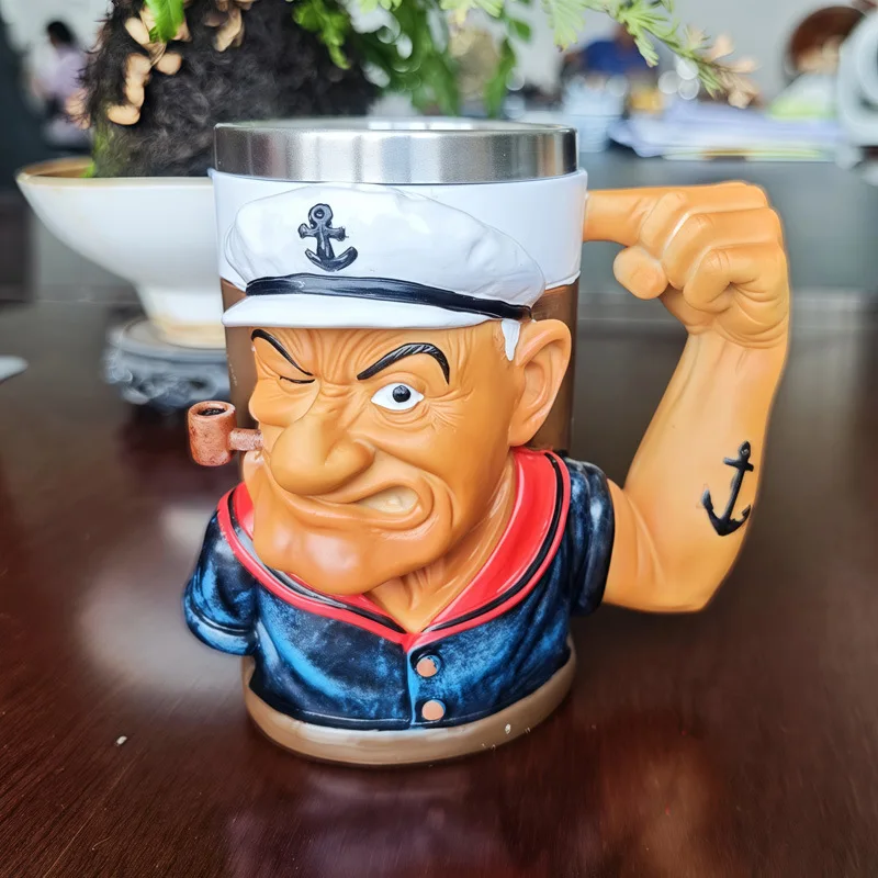 

3D-кружка Popeye Power Mug, креативный подарок, кружка с изображением Попайя, кружка для кофе из смолы.