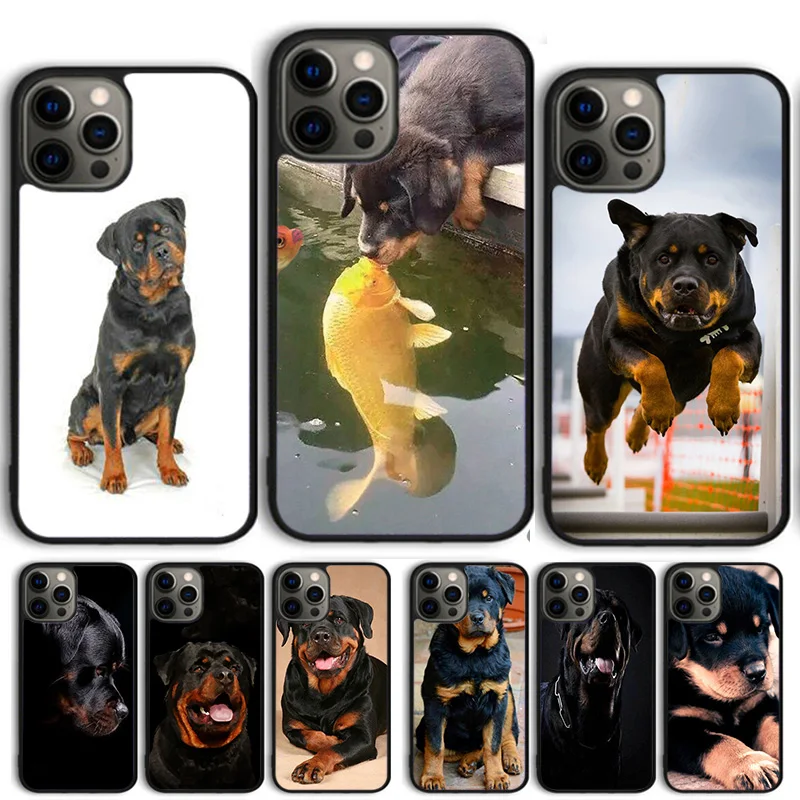 Cool Rottweiler Dog Soft TPU Phone Case Cover For iPhone 15 16 14 13 12 Pro Max mini 11 Pro Max XS XR Plus Coque Shell