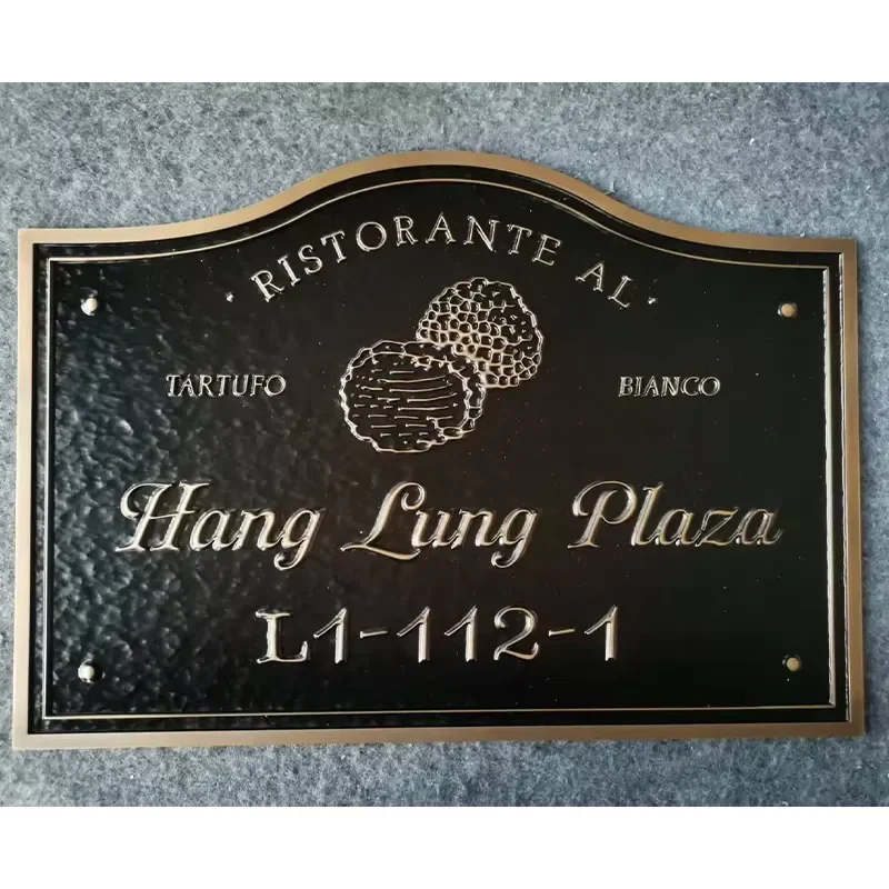 Custom Shaped Solid Brass Bronze Metal Plaque 3D Embossed Engraved Logo Text Wall Mount Decor Address Name Plate Sign