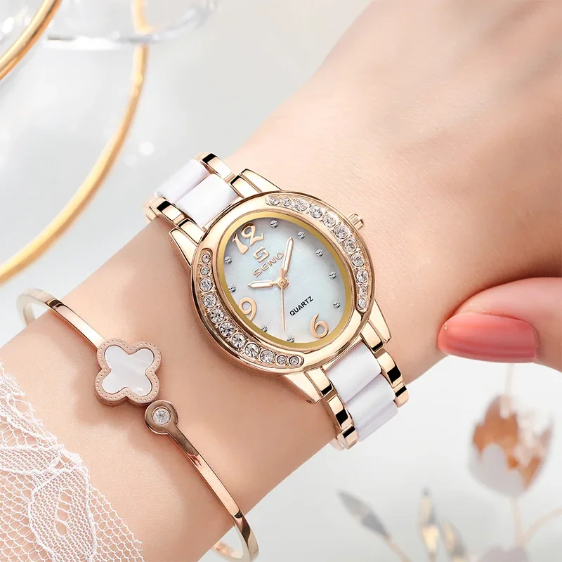 

New Fashion Oval Women's Watch Diamond-encrusted Waterproof Luminous Quartz Watch