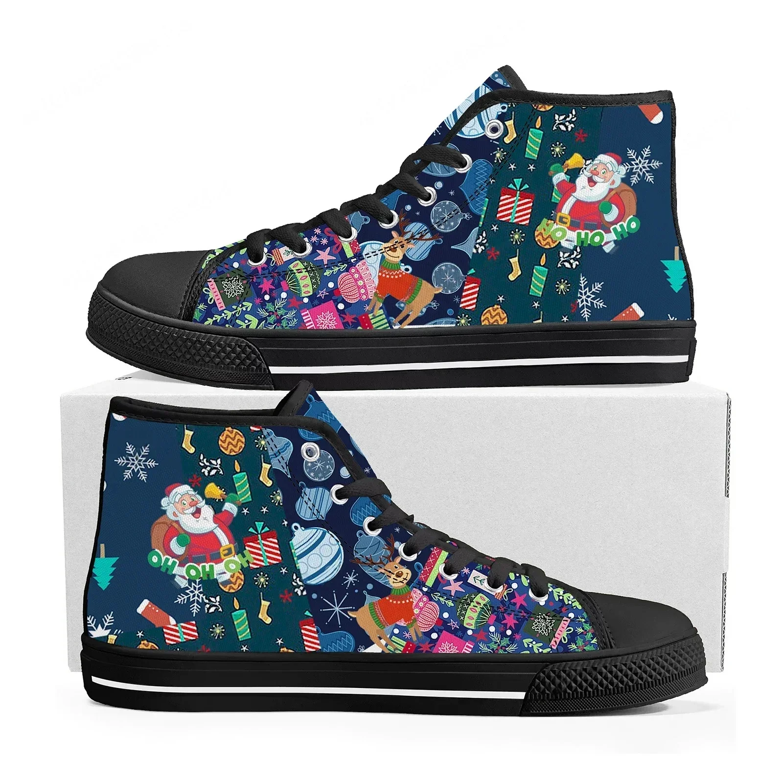 Christmas Santa Claus Gift High Top Shoes Mens Womens Teenager High Quality Sneakers Canvas Sneaker Casual Couple Custom Shoe