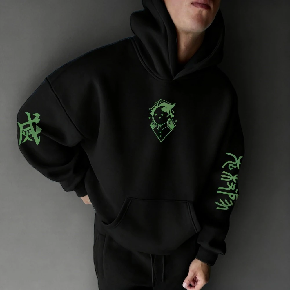 鬼滅の刃 メンズ パーカー スウェットシャツ 竈門炭治郎 アニメ 春秋冬 男の子 レトロ 長袖 親子コーデ