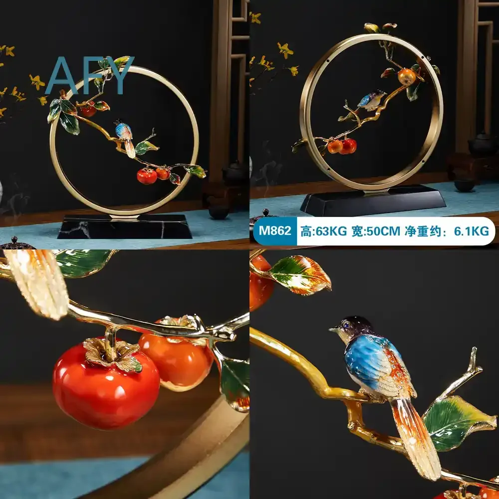 New Chinese Style Enamel Color Decoration for Living Room Entrance Hallway Lucky Symbol Ornament for Home Display Shelf Wine