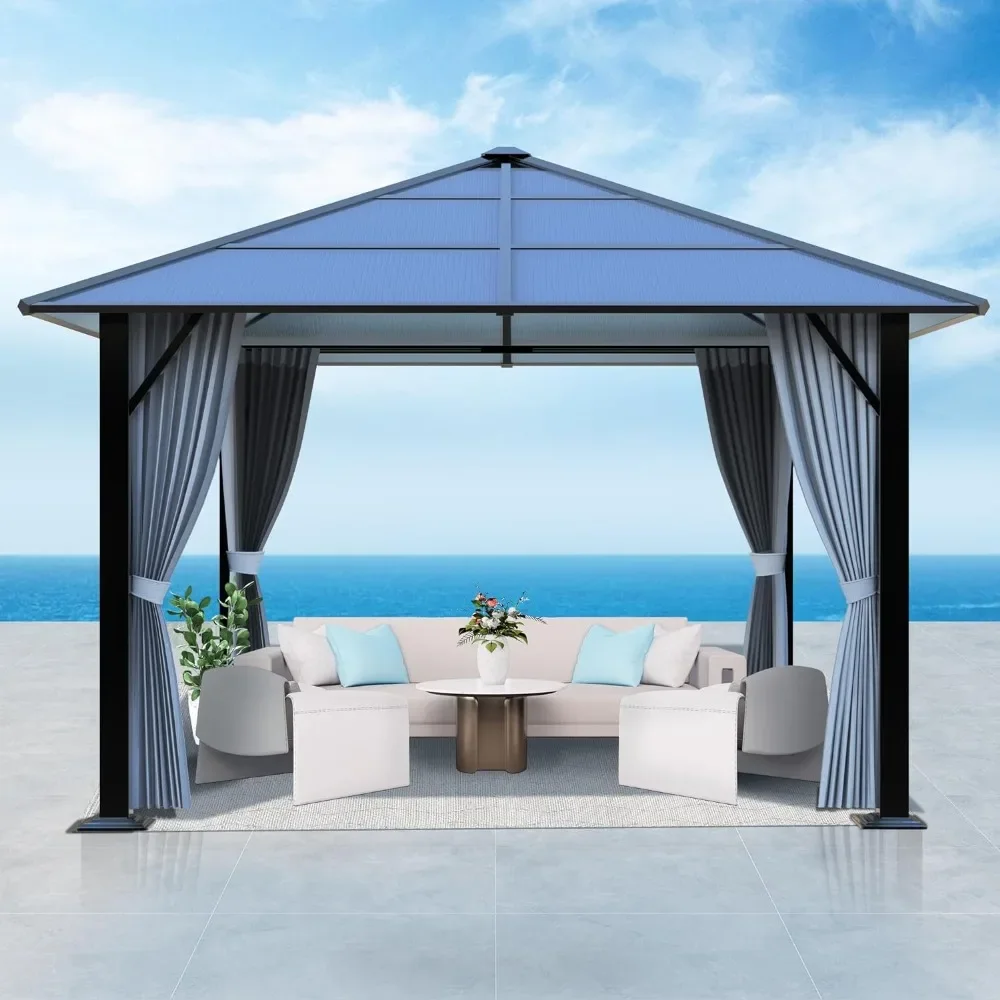 

10'x10' Outdoor Gazebo, with Translucent Roof, Breathable Mesh and Privacy Curtains, Outdoor Gazebo