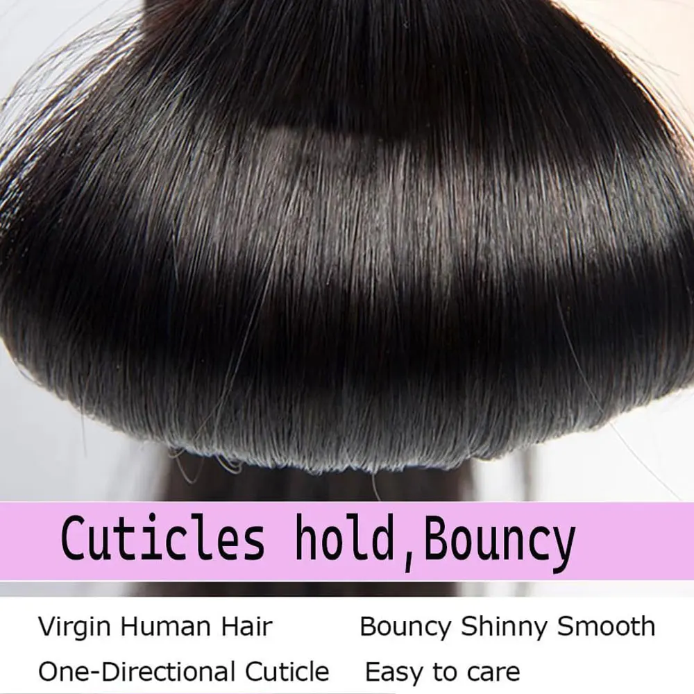 Extensiones de cabello liso largo brasileño de 14-32 pulgadas, 1/3/4 ofertas de extensiones, 100% extensiones de cabello humano virgen sin procesar, Color negro Natural