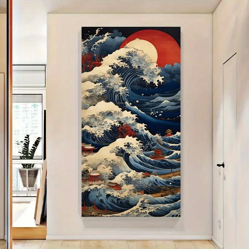 

Modern Japanese Sea Wave Landscape Canvas Painting Print, Wall Art Poster, Bedroom Living Room Decoration, Modern Home Decor