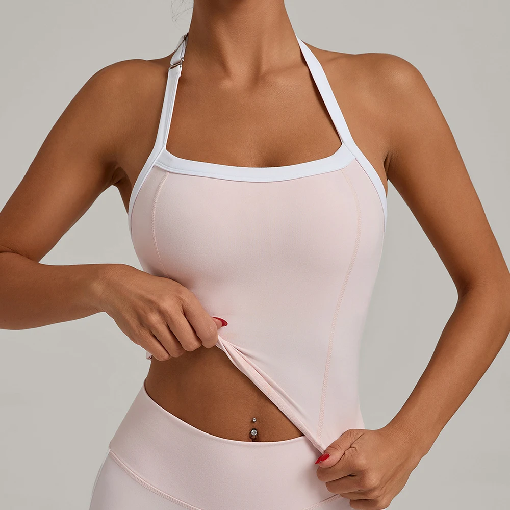 

Hanging Neck Yoga Tank Top Women Sports Vest Yoga Top Breathable Shockproof Fitness Sport Bra Gym Crop Top Running Sportswear