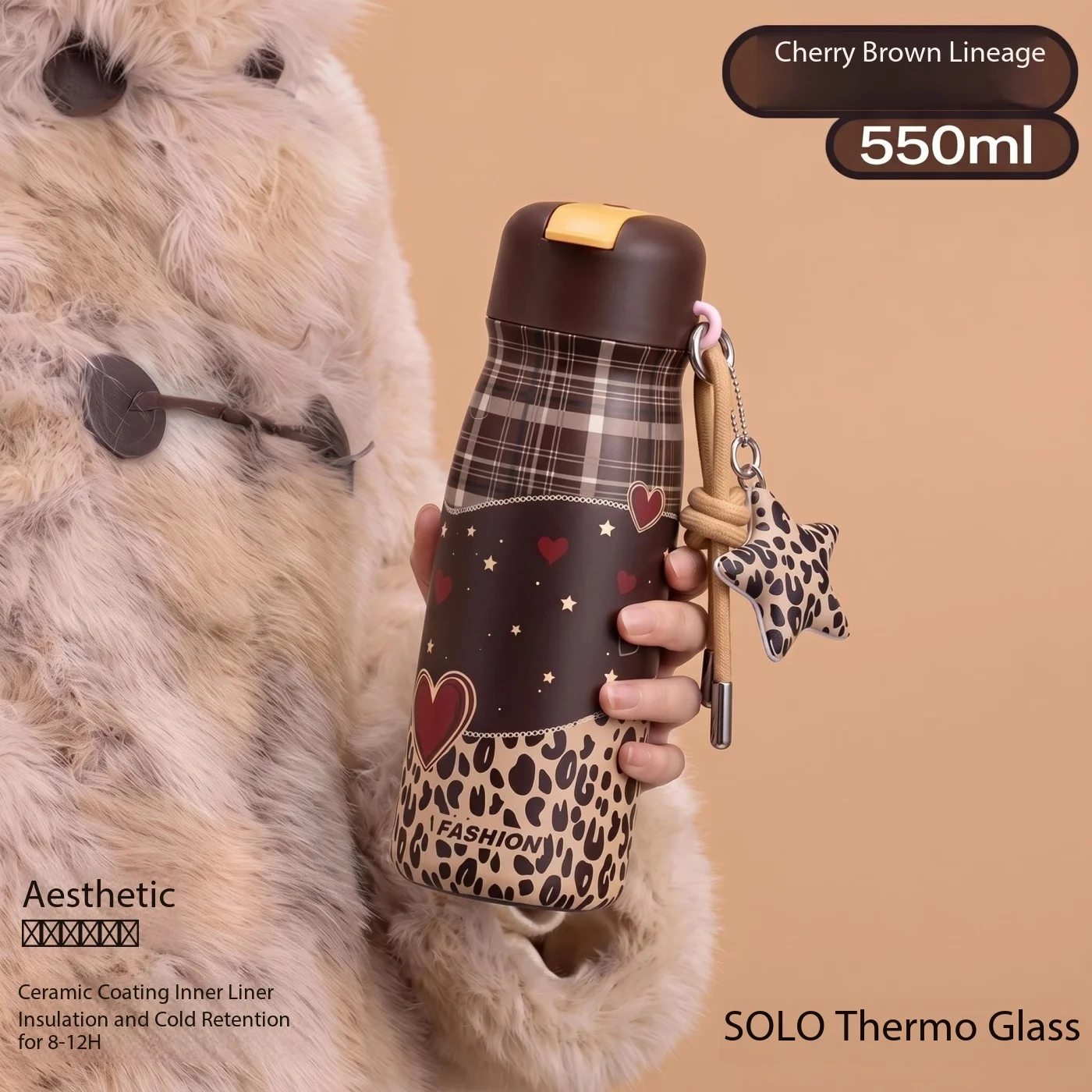 Kitchen,Dining & Bar Vacuum Flasks & Thermoses Leopard Print Insulated Water Cup High-Looking Car Portable Coffee Cup with Straw