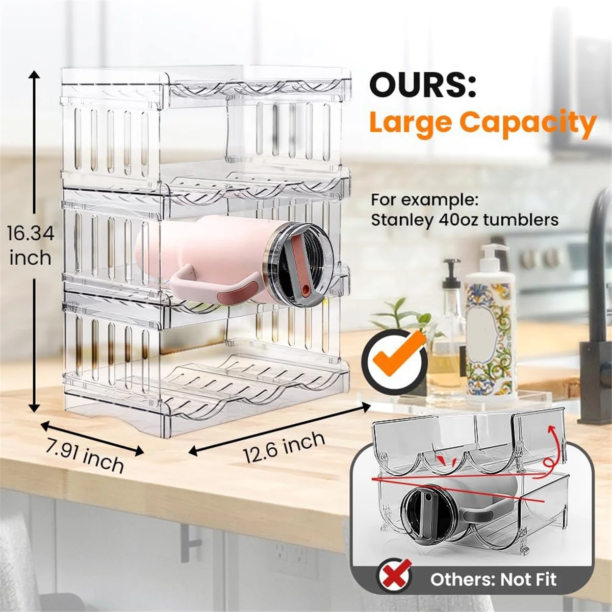 Bottle Rack Stackable-Bottle Holder Fridge Organiser Bottles Storage Bottle Holder for Fridge,Cabinet,Kitchen Organiser